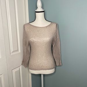 Ann Taylor Bateau Neck Dolman Open-Knit Sweater